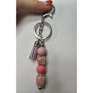 Floral Pink and Purple Keychain Accessory